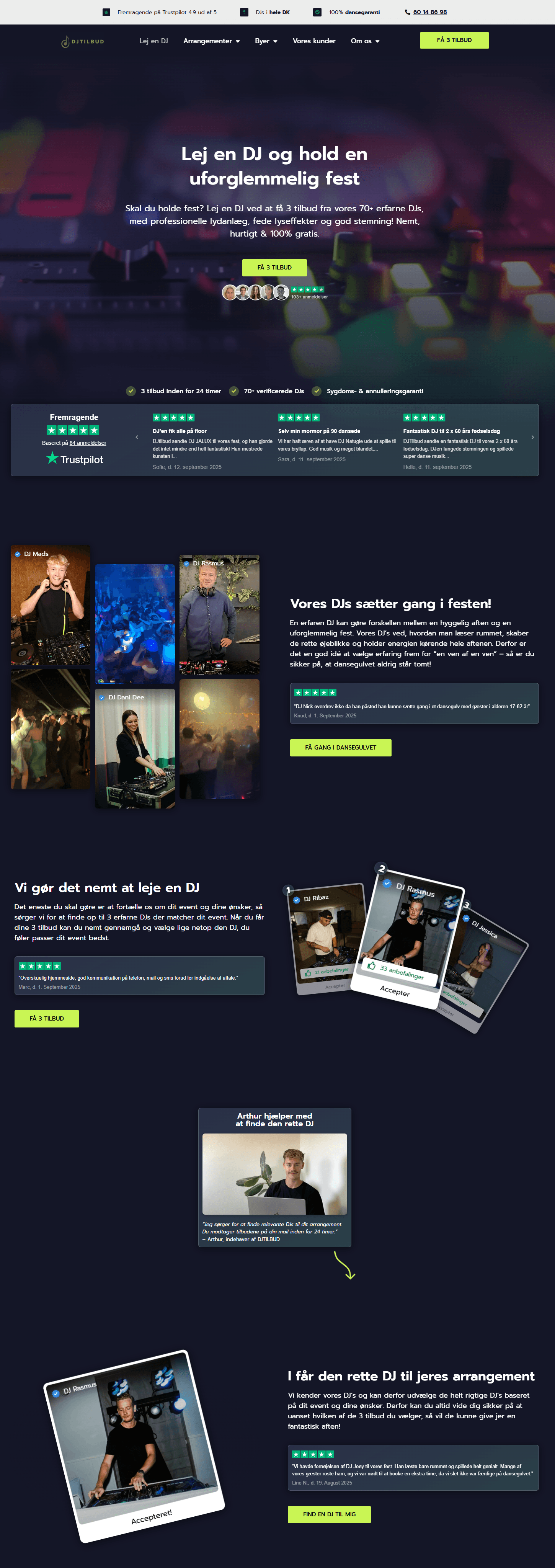 Billede af det nye landing page design